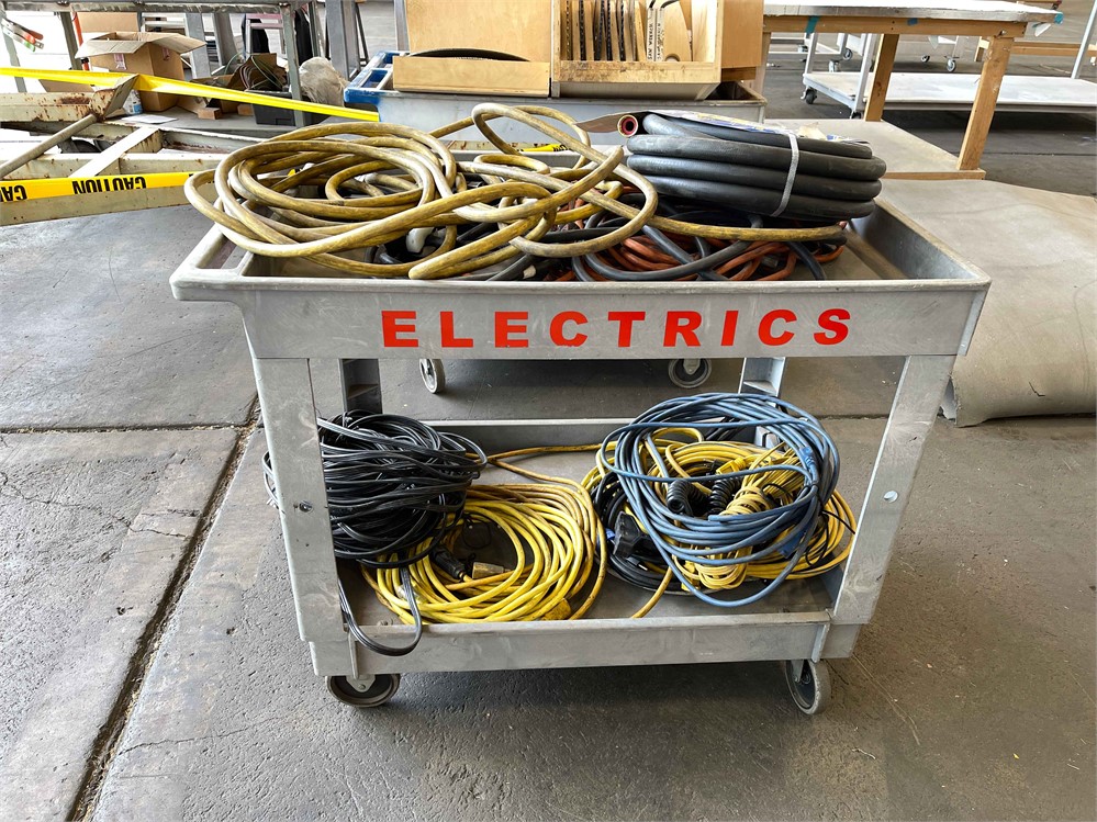 Plastic Shop Cart and Electrical Extension Cords