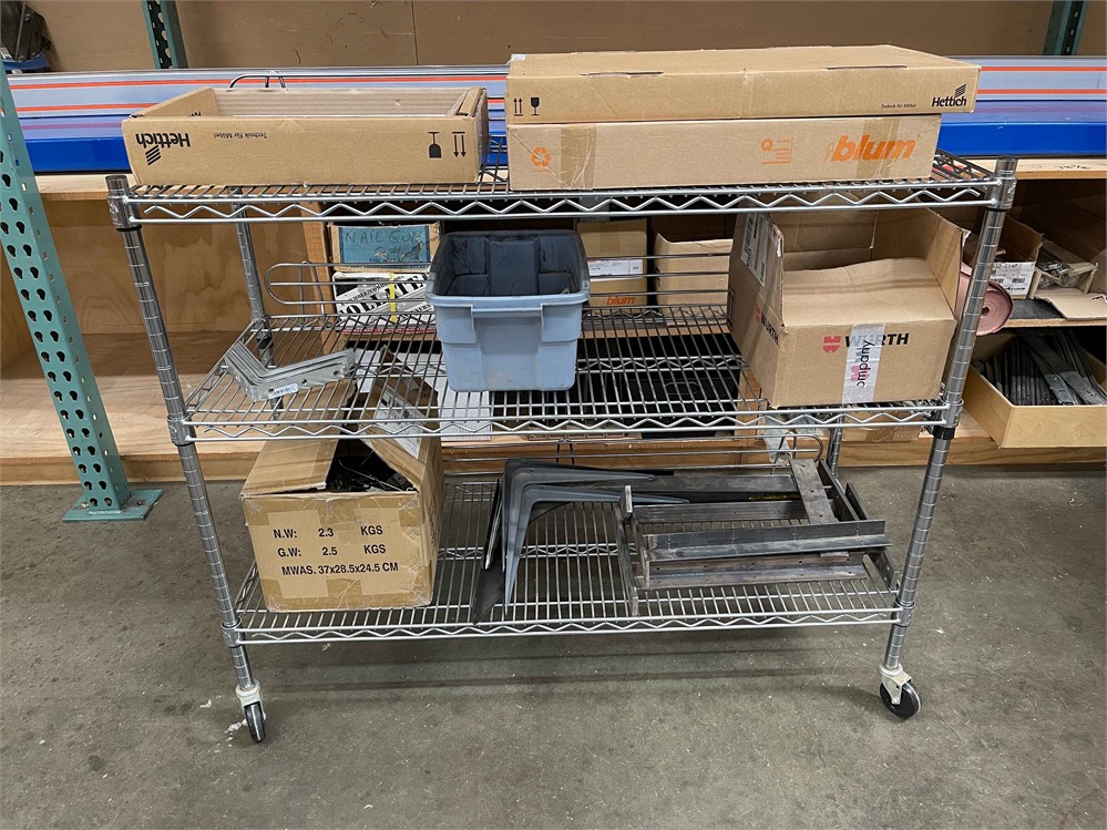 Metal Shop Cart with Miscellaneous Hardware and Fasteners