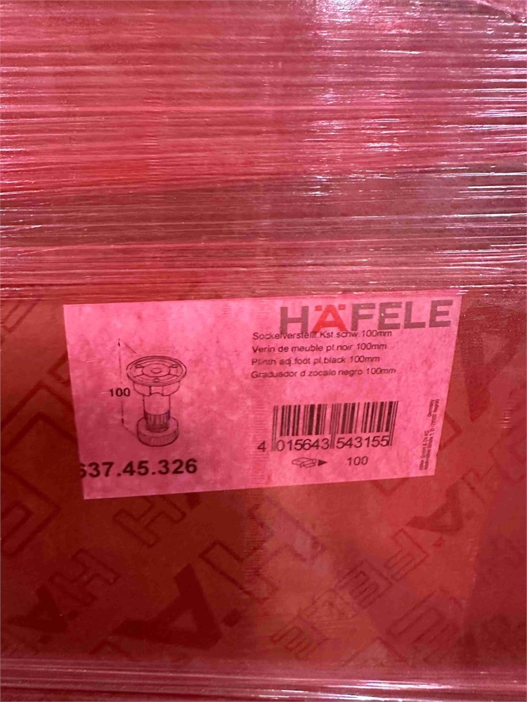 Pallet of Hafele 637.45.326 Cabinet Leveler PL BLK 100mm
