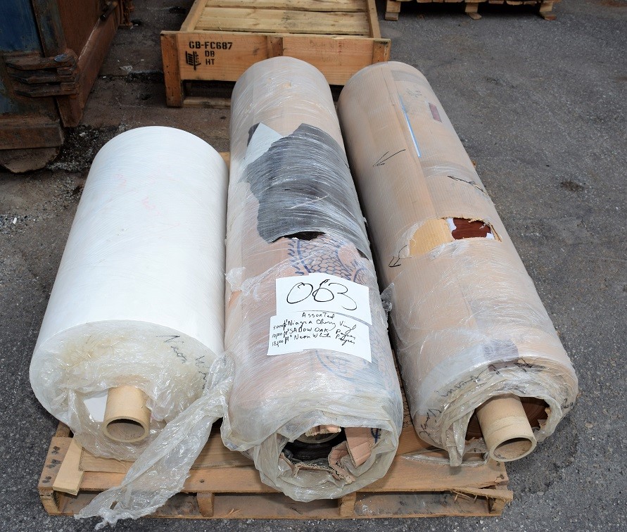 LOT# 063  (3) ROLLS OF ASSORTED LAMINATE/VENEER- SEE PHOTOS FOR VOLUME