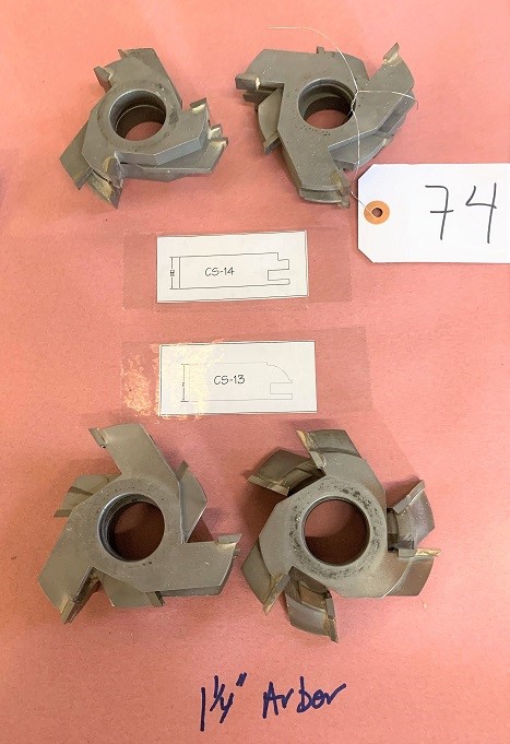 LOT# 074  (4) SHAPER / MOULDER CUTTERS * SEE PHOTO FOR PROFILE & BORE DIAMETER