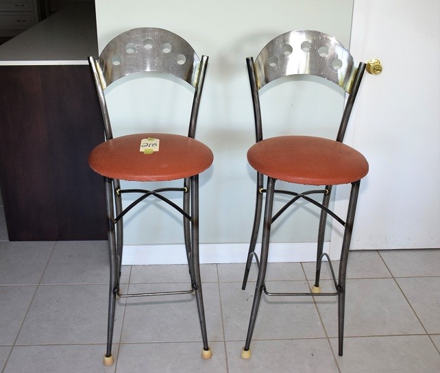 (2) DECORATIVE BRUSHED ALUMINUM CHAIRS * LOT OF 2