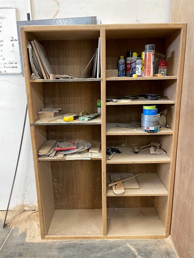 Wooden Cabinet with Contents