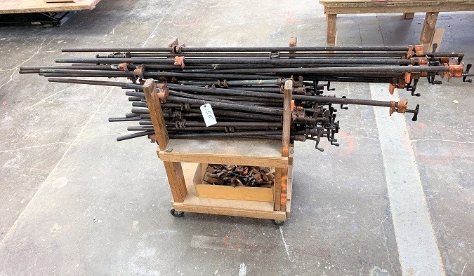 LOT# 155  LOT OF CLAMPS  & CART