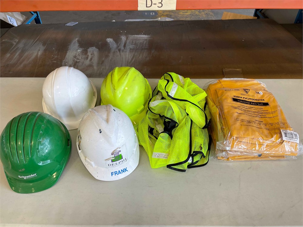 Hard Hats, Safety Vests, Visors and Rain suits