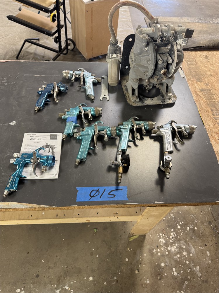 LOT OF HVLPSPRAY GUNS (QTY7) AND (1) FLUID PUMP