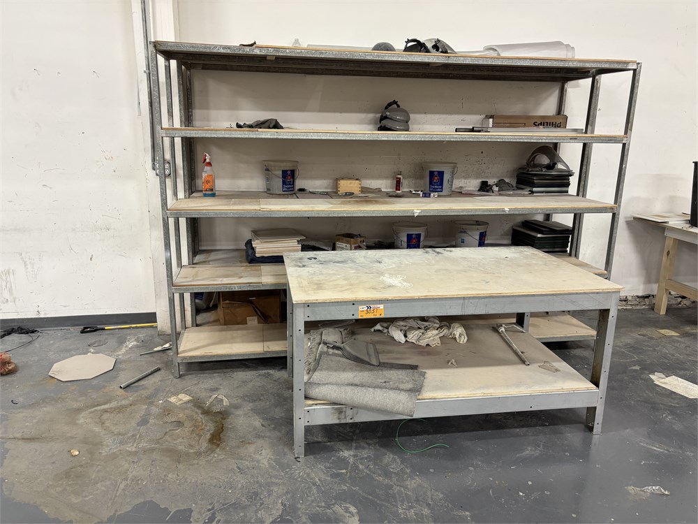 Metal Shelves + Metal Table